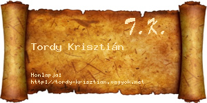 Tordy Krisztián névjegykártya